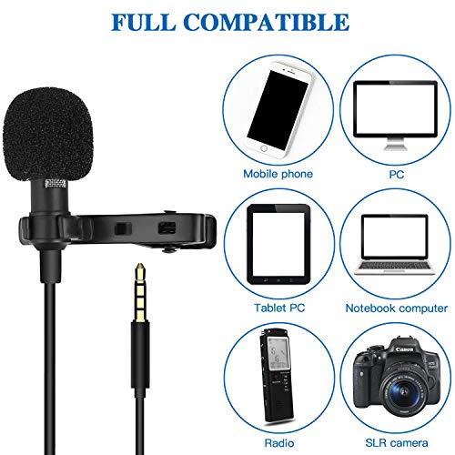 Lavalier Lapel Microphone Set with Shock Mount Universal Video Microphone for iPhone, iPad, iPod Touch, Android-Omnidirectional Mic Perfect for YouTube, Interview, Podcast - Thumbnail 2