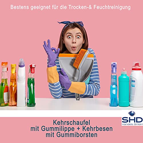 3er Set Kehrgarnitur Gummi Handfeger Grau - Orange, Schaufel&Besen (3er Set Kehrgarnitur) – Bild 4