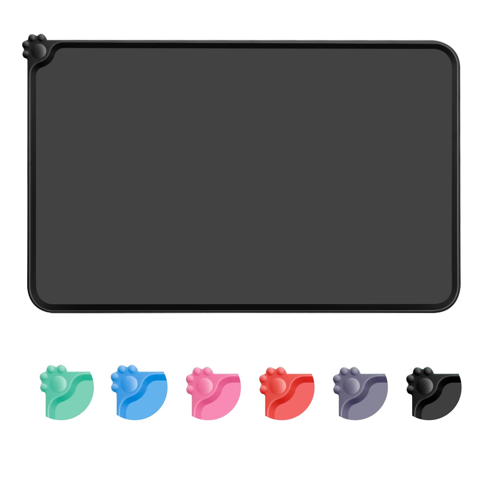 MOACC Dog Food Mat, Silicone Pet Feeding Mat, Non Slip & Waterproof Bowl Mat for Dog and Cat, 47 x 30 cm, Black