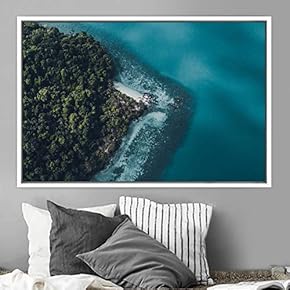 signwin Framed Canvas Wall Art Coastal Scenery Aerial...
