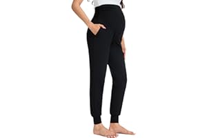 Smallshow Women's Maternity Pants Over The Belly Stretchy Pregnancy Lounge Trousers