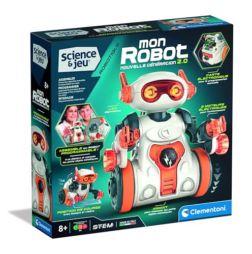 Clementoni - Mein Roboter 2.0 zum Bauen ab 8 Jahren – Lernspielzeug mit Teilen zum Zusammenbauen für die Entdeckung der Robotik – interaktives und spielerisches Spiel – Geschenkidee für neugierige