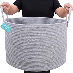 OrganiHaus Gray Extra Large Blanket Basket for