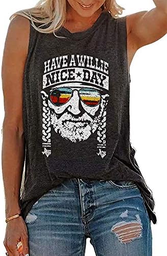 MOMOER Have a Willie Nice Day Sleeveless Tank Tops Women Vintage Letter Graphic T Shirt Ladies Funny Summer Vest Tee