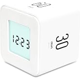 mooas Multi Clock Time Cube Timer, Alarm, Backlight, Productivity (White) | 5/15/30/60 Min Countdown Timer, 12/24H Clock , Battery Operated, Easy to Use, ADHD, Exercise, Study, Cooking, Work