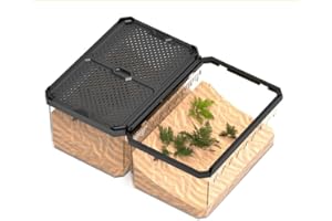 Reptile Acrylic Feeding Box with Sliding Door,22.5x15.5x11.5cm Small Reptile Habitat,Lizard Terrarium,Breeding Box for Bearde