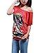 Allegra K Women Short Sleeve Portrait Pattern Tunic Top Bright Red L