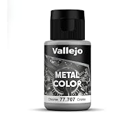 Vallejo - Metal Color | Chrome 32 ml (1.08 fl.oz.) | Faithfully Reproduce Different Metallic Finishes