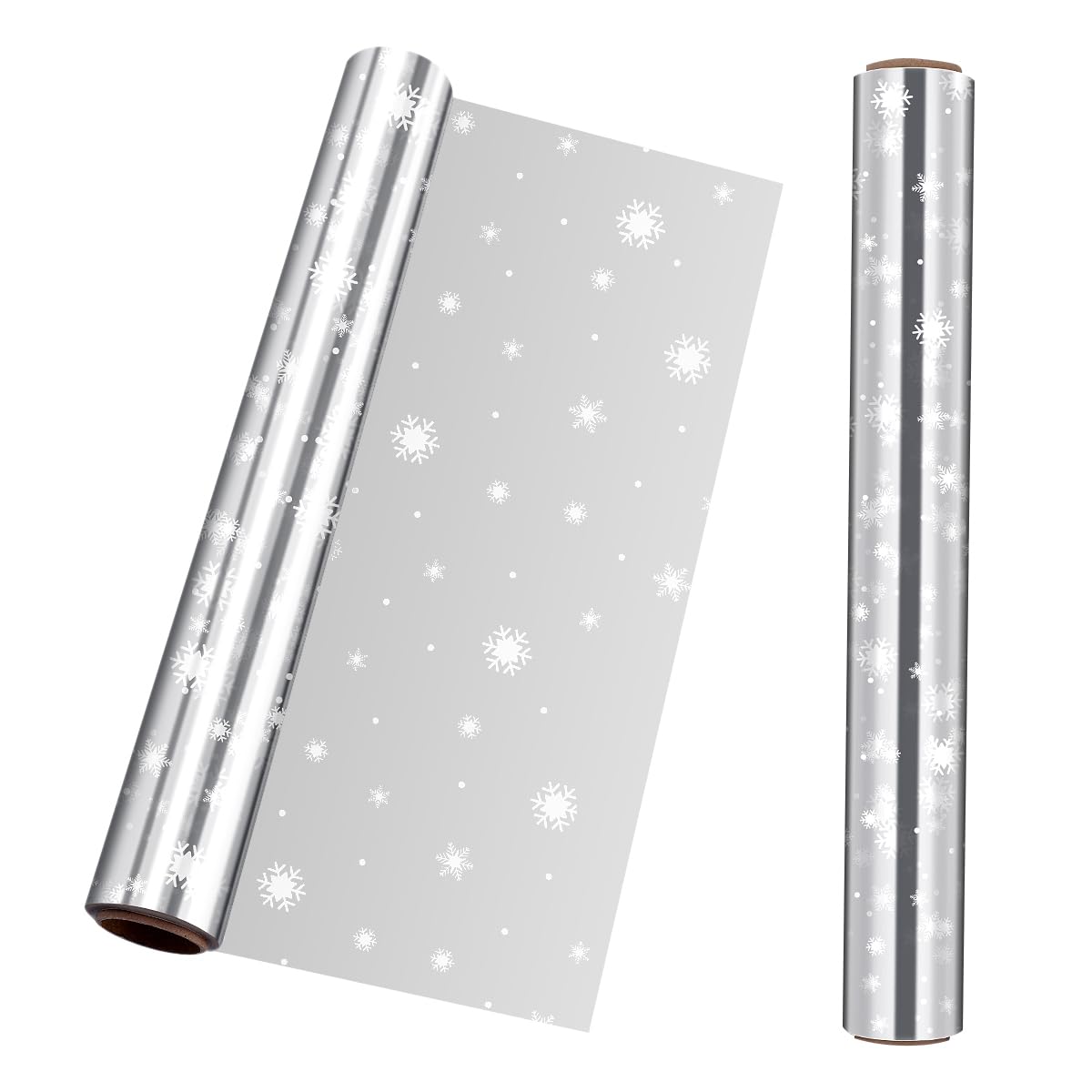 Christmas Wrap Paper Snowflake Cellophane Wrap Roll, 2.5 Mil Thickness 3000x40cm, for Xmas Wrapping Flowers Packing Party Favor