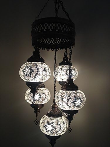 5 Balls turkish mosaic lamp chandelier glass handmade lighting ottoman
