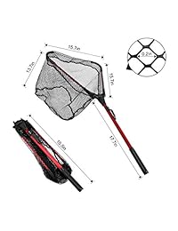 Enkeeo red plegable de pesca aterrizaje, red triangular con palo de aluminio y malla de nylon, 14.6 pulgadas de ancho.