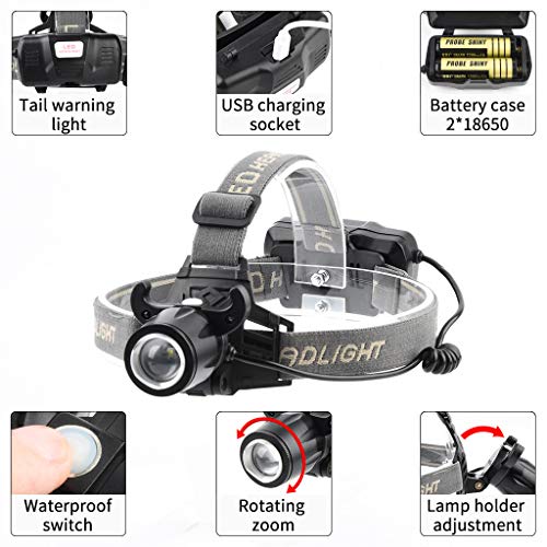 CapsA LED Headlamp Flashlight Cap Clip Light Mini USB Charging Headlight Great for Running Camping Hiking Fishing Outdoors Lightweight Comfortable Headlight (Black)