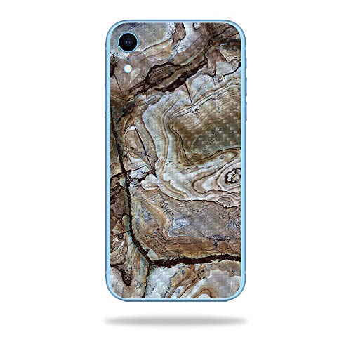 MightySkins Carbon Fiber Skin for Apple iPhone XR - Brown Marble | Protective,…