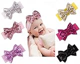 Onshine 6pcs Baby Sequins Headbands Glitter Bow Soft Headwrap Sparkle Headdress