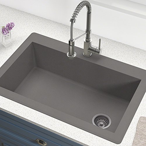 Kraus KGD-54GREY Forteza Granite Kithen Sink, 33 Inch, Grey