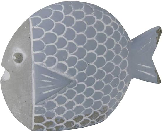 Objektkult Deko Fisch Aus Zement Im Stein Look Blau Grau Elegantes Design Vielseitig Einsetzbar In Der Wohnung Im Bad Oder Im Garten Masse H X B X T 7 X 9 5 X 3 Cm