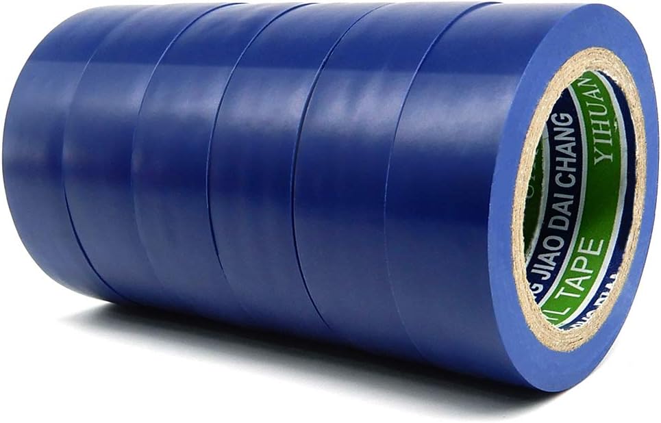 YTBUBOR 6 Pack Blue Electrical Insulation Tape Adhesive Gaffer Tape 17mm × 9m, 17mm * 9m - Image 3