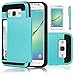 Galaxy Core Prime Case, EC™ Galaxy Prevail LTE Case, Hybrid Dual Layer Shockproof Bumper Wallet Case Cover with Card Holder for Samsung Galaxy Core Prime / Prevail LTE G360 (Light Blue)