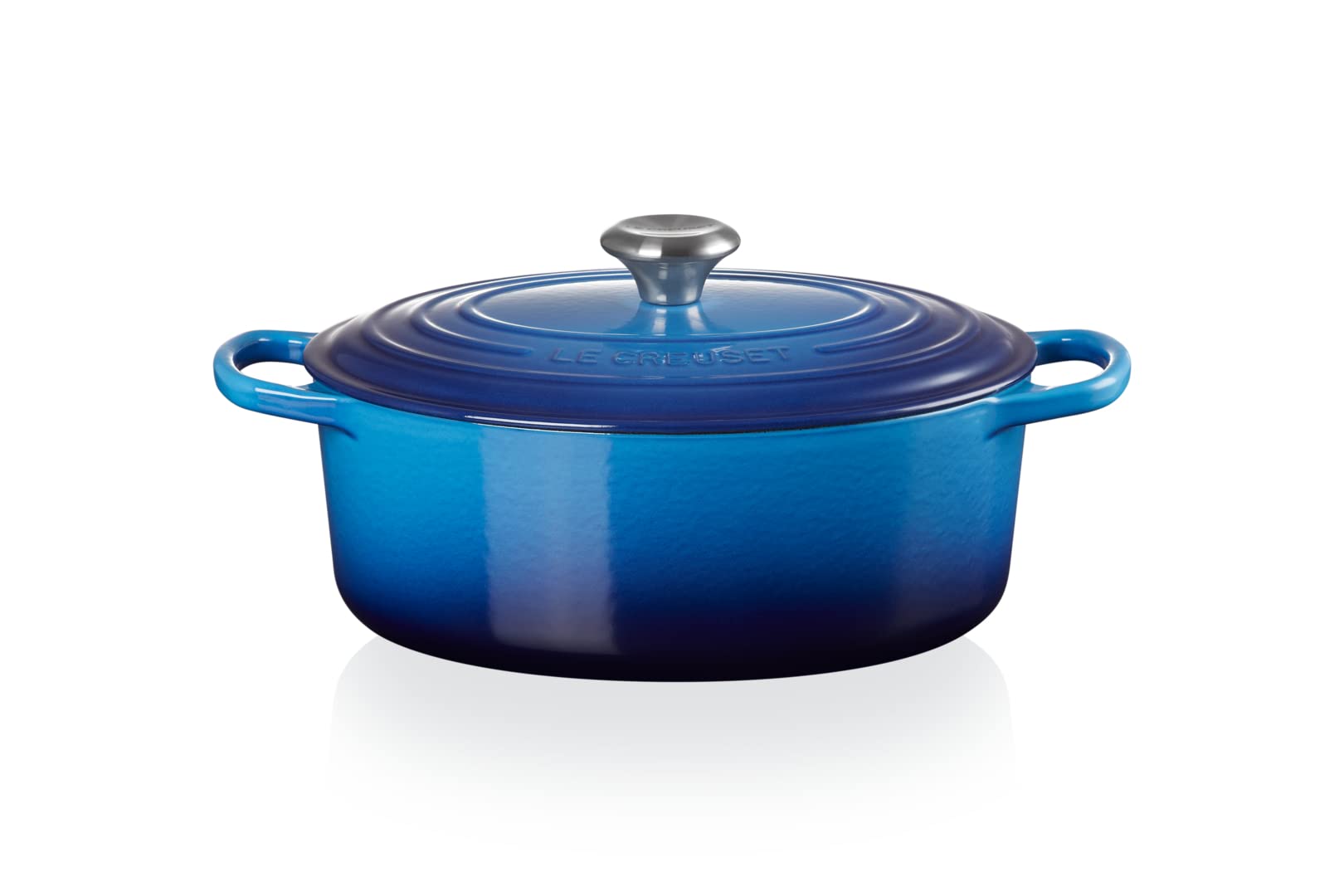 Le Creuset Signature Gusseisen-Bräter mit Deckel, Ø 27 cm, Oval, Für alle Herdarten und Induktion geeignet, Volumen: 4,1 l, 4,425 kg, Azure, 21178272202430 2