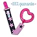 AlmaBaby Universal Safety Pacifier Clip Holders, Girls - Pink Stars 3 Pack - First Year Gumdrop Clip. No Metal Parts