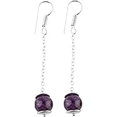 NJCRAFT Natural Gemstone 8MM Beads Earrings for Women, Meditation Earring, Crystals Earring, Round Beads, Energy Healing Crystals, Gift for Her,Gemstone Jewelry