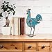 Decorative Metal Rooster, Blue, 14.5”, for Home, Kitchen, Dining Room Decor - Rooster Statue Figurines - Farmhouse Chic, Colorful, Rustic - Vintage Roosters for Countertops - Garden Ornament