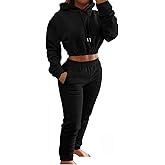 Akmipoem Sweatsuits for Women Set 2 Piece Tracksuits Outfits Casual Long Sleeve Crop Hoodie Jogger Pants Matching Sets
