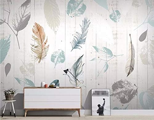 Wallpaper 3D Nordic Plant Leaf Feather Wood Grain Modern Custom Wall Mural Photo Wallpaper Murals