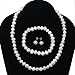 Gem Stone King Cultured Freshwater White Pearl 925 Sterling Silver Necklace Earrings Bracelet Set For Women