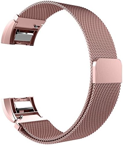 Glink Replacement Bands for Fitbit Charge 2, Stainless Steel Milanese Metal Wristband (5.5โ - 8.1โ), Pink Gold