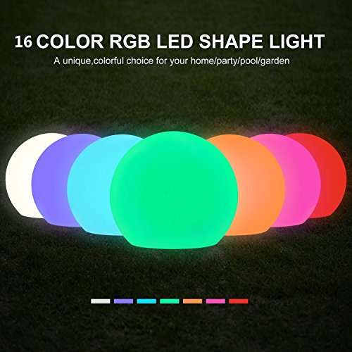 Sunwind Solar LED Ball Lights 8inch Color Changing Solar Globe Lights Pool Floating Waterproof LED Lights with Remote Control for Garden & Patio Decorative Lighting (8-Inch Ball)
