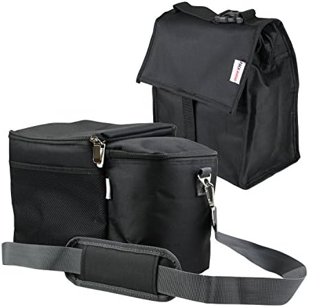 Meal Prep Lunch Bag With 3 BPA Free Food Containers + Bonus Freezable Bag With Built In Ice Packs (Black) By Pack Ahead