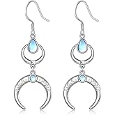 Moon Phase Earrings for Women Sterling Silver Moonstone Dangle Earrings Mothers Day Jewelry Moon Phase Gifts