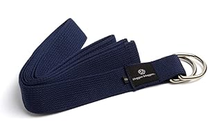 Hugger Mugger D-Ring Cotton Yoga Strap - Super Strong Cotton, Metal D-Ring Buckle, Multiple Lengths Available