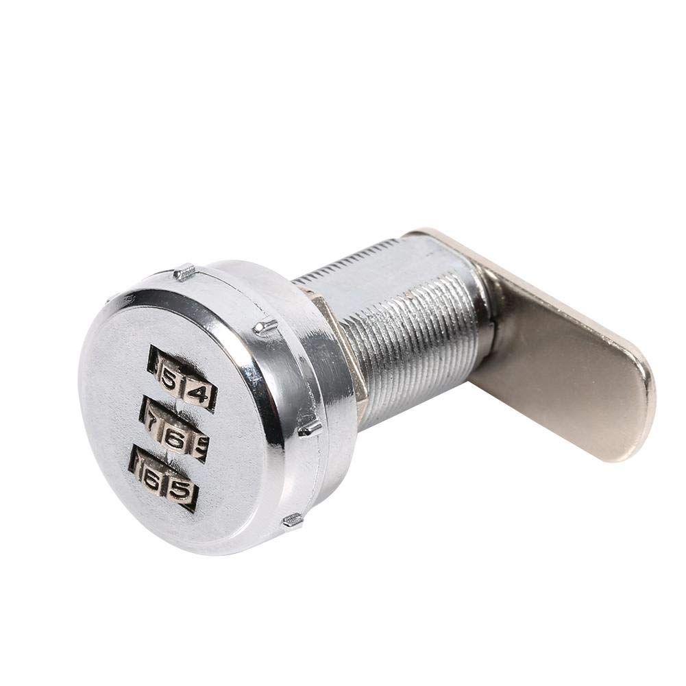 3 Digit Code Combination Cam Lock, Silver Zinc Alloy Cabinet Security Password Coded Lock(17~23mm Wooden Wardrobe)