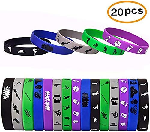 CCSLFF Children's Bracelet, Silicone Wrist Strap, Fitness, Sports, Game Party Supplies Children's Bracelet Birthday Party Supplies Favors.Max Size 7.9inch 20pcs