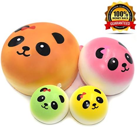 DLUcraft 4PCS 1.6" 2.7" 3.9" Jumbo Slow Rising Kawaii Panda Bun Bread Cell Phone Bag Decor Strap Pendant, Random Color