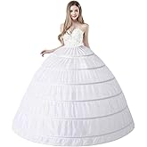 Essyle Petticoat Skirt for Women 6 Hoop Skirt Crinoline Underskirt for Wedding Dress Ball Gown