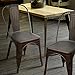 Adeco Metal Stackable Industrial Chic Dining Bistro Cafe Side Chairs (Set of 2), Black Bronze
