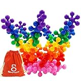 SHAWE Kids Toy, More than 90 Pieces Mighty Molecules Big Size,Interlocking Solid PE Plastic Building Sets,Educational Games,Sensory Fidget Toys,Safe Material for Kids,Package with Reusable Bag