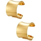 BOMAIL 2 Pcs Cuff Bangle Bracelet Set for Women Open Wide Wire Bracelets Gold Wrist Cuff Wrap Bracelet Adjustable