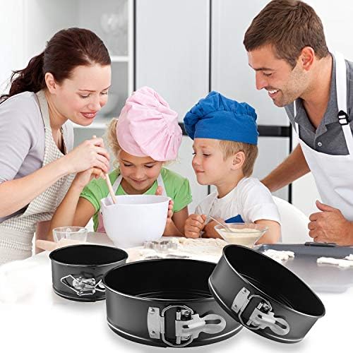 EKKONG Moule à Gàteau Rond à Charnière Réglable 3 Étages Acier Inoxydable Lot de 3(4" 7" 9") (3 pièces)