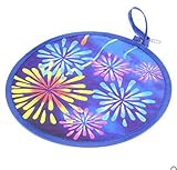 MXY Foldable Fan Japanese Style Summer Handheld Round Folding Fan Beautiful Pattern Festival Decor Wedding Birthdays Home Decoration (Blue Fireworks)