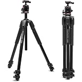 Manfrotto 055XPRO AS Camera Tripod, 3 Sections Aluminium, XPRO Ball Head Kit, 90 Degree Column, Load up to 15 kg, Arca-Swiss Plate, for DSLR/Mirrorless, Photo Kickstand