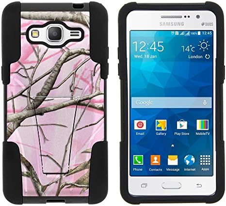 Galaxy Grand Prime Case, Full Body Fusion STRIKE Impact Kickstand Case with Exclusive Illustrations for Samsung Galaxy Grand Prime SM-G530H, SM-G530F, SM-G530AZ (Cricket) from MINITURTLE | Includes Clear Screen Protector and Stylus Pen - Pink Hunter Camouflage