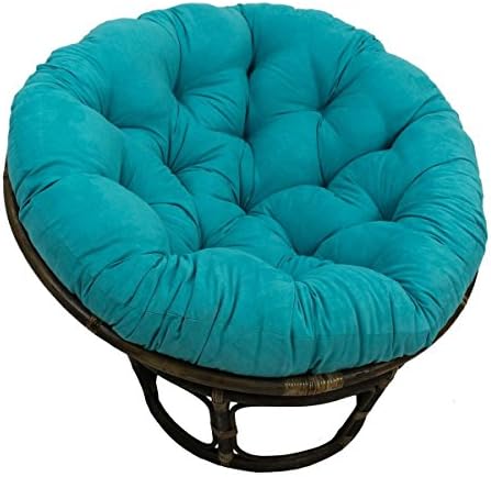 American Rattan Papasan Chair with Ocean Blue 100% Polyester Cushion - Adult Size