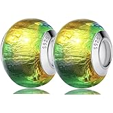 GUAIHAODE 2Pcs Murano Glass Charms for Pandora Bracelets Authentic Sterling Silver Charms Women's Bead Charms