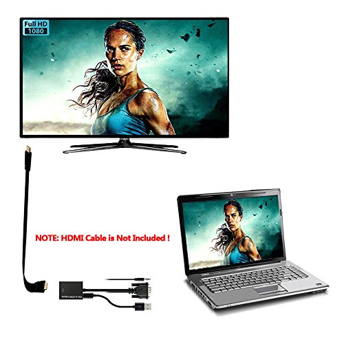 VGA to HDMI, Urgod VGA Male to HDMI Female Adapter with 1080P HD Video Converter Cord with 3.5mm Audio Cable & USB Power Cable For Old PC to New TV/Monitor/Projector with HDMI - Thumbnail 5