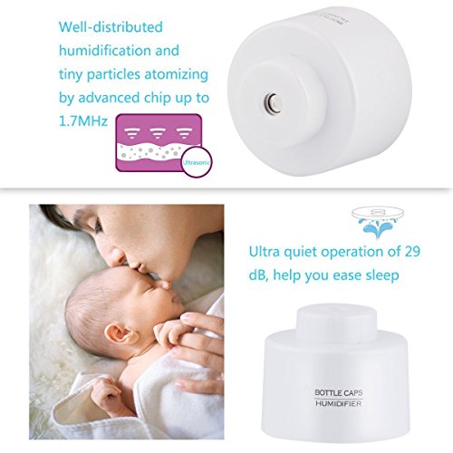 CTKcom Mini Portable Bottle Cap Air Humidifier with USB Cable for Office Travel Home Room Bedroom Desk Car Vehicle,Blue
