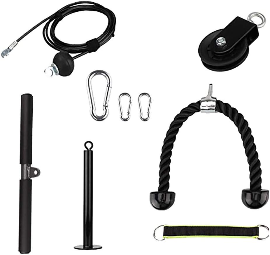 Becobe Lift Pulley System 9 Pcs Set, upgrade loading pin, high strength alloy cable, wear-resistant strap, Silent Metal Pulley, straight rod, rope, Lifting Buckle Resistance Training, Home Workouts